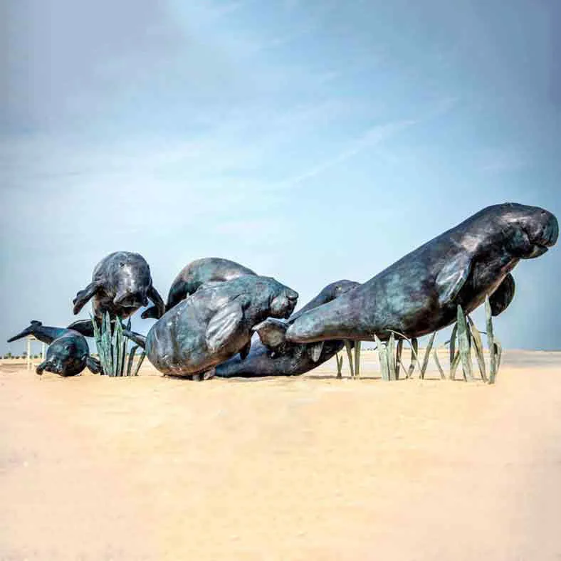 Bronze Dugong Statue Marine Animal Sculpture