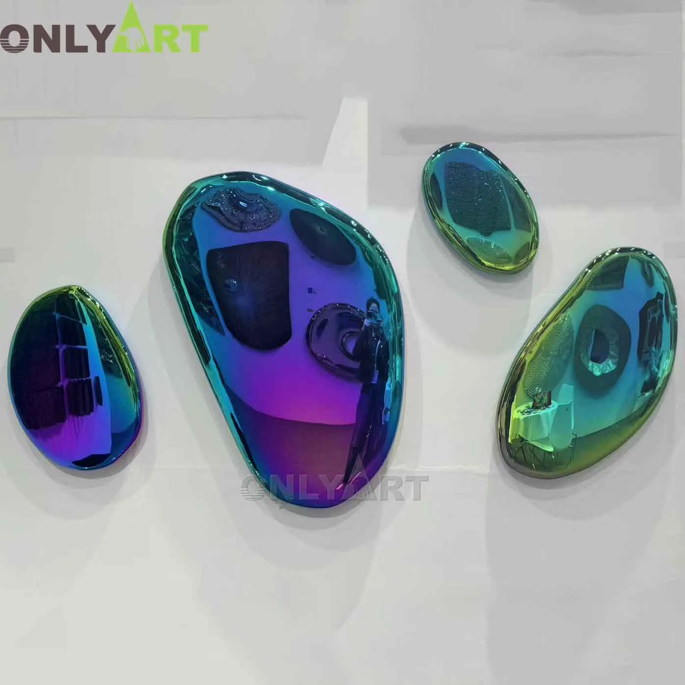 Chrome Metal Rock Sculpture Wall Decor salestatue Chrome Metal Rock Sculpture Wall Decor