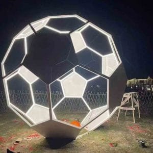 Custom Hollow Metal Football Sculpture With Light