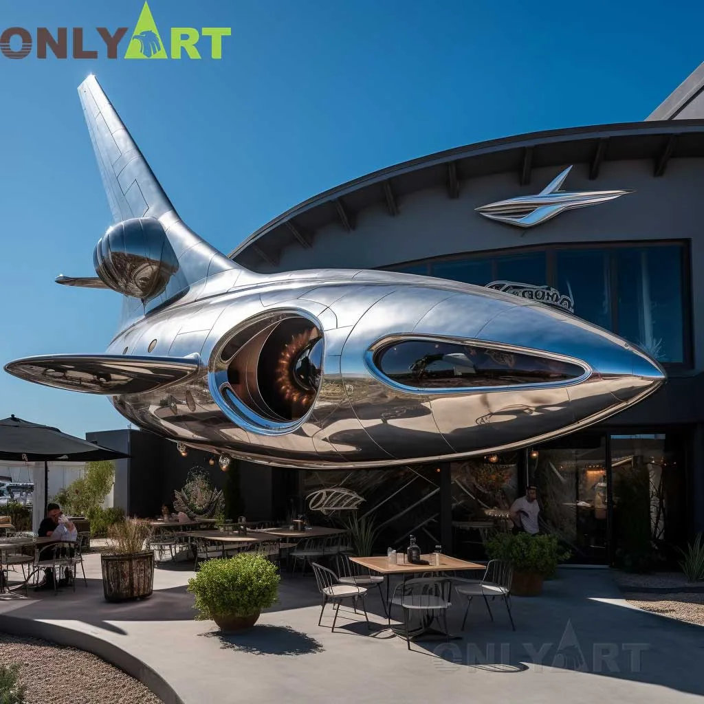 304 Stainless Steel Metal Airplane Art Sculpture