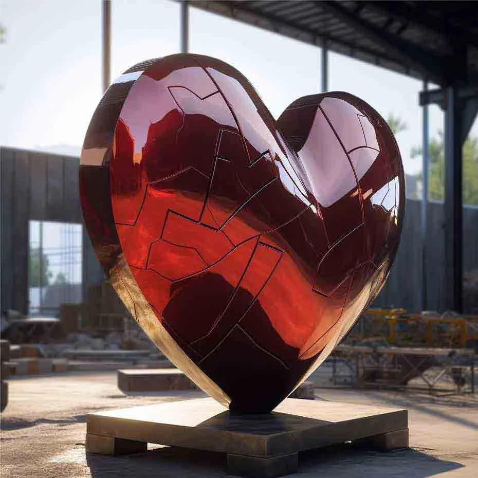 Large Metal Red Heart Sculpture OAS-RHS7