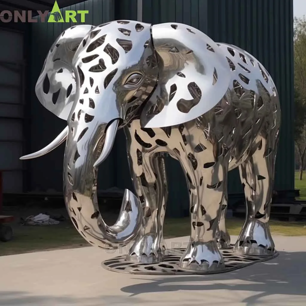 Large Metal Elephant Garden Sculpture Ornament