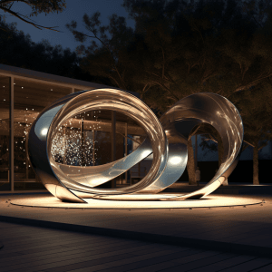 Large Metal Stainless Steel Light Sculpture