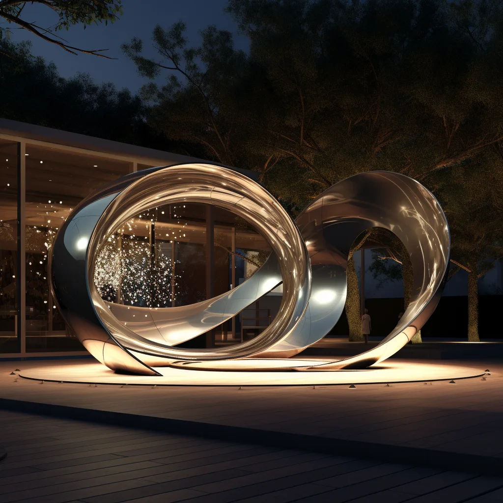 Large Metal Stainless Steel Light Sculpture