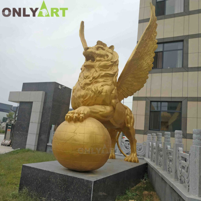 Golden Winged Lion Statue