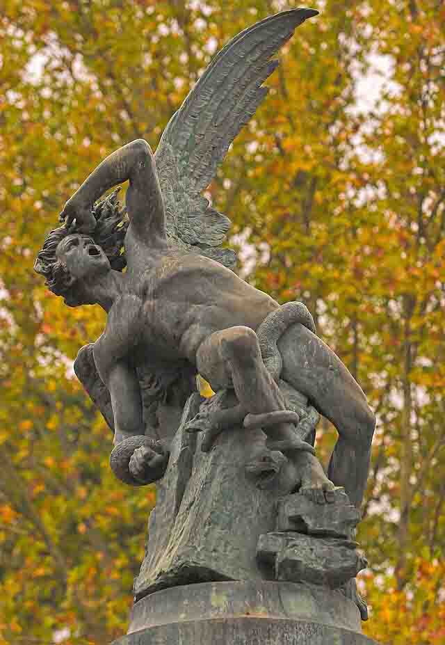 fallen angel statue fountain