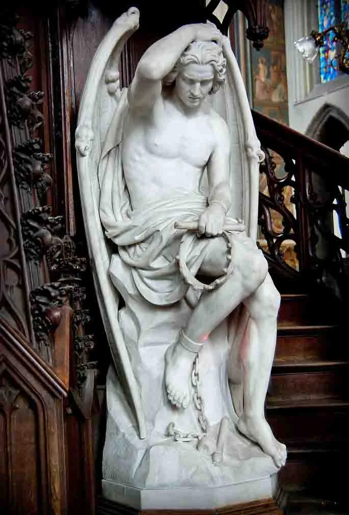 Religious Marble Lucifer Sculpture for Sale