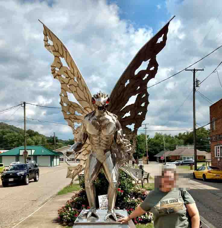 stainless steel mothman statue