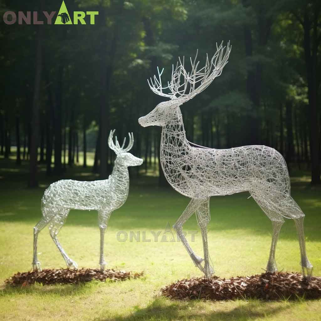 Metal Wire Mesh Deer Sculpture