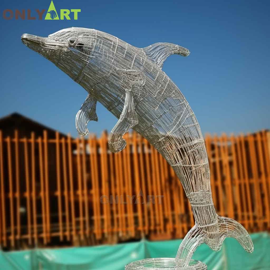 dolphin abstract wire sculpture